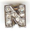 1 9mm Silver Slider with Rhinestones - Letter "N"
